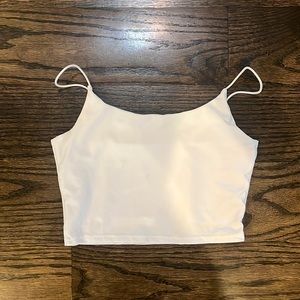 white cropped workout top